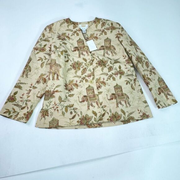 Vintage Talbot's Jacket Womens 4 Pure Silk Asian Elephant Corpcore New Button Up - Picture 1 of 10
